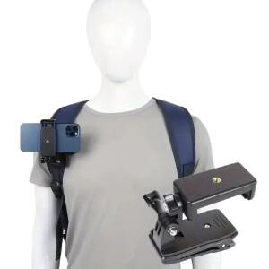 [호환품]1개 미끄럼 방지 조절 가능 백팩 스트랩 폰 홀더 마운트 클립 야외 라이브 비디오 스탠드 클램프