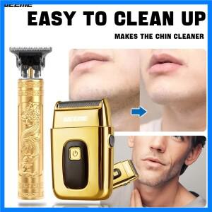 WEEME 2-in-1 골드 T9 헤어 클리퍼 & 수염 면도기 세트 T-블레이드 정밀 트리머 USB 충전식 무선 금속 바디