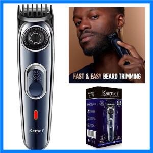 Kemei 무선 조정 가능한 1-10mm 헤어 트리머 남성용 얼굴 수염 트리머 충전식 가장자리 헤어 클리퍼 전기