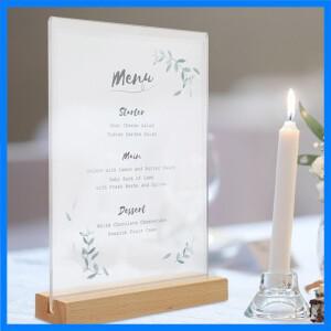 결혼식 파티 종이 명확한 액자 전시 표시 홀더를 위한 나무로 되는 기초 장소 카드 홀더를 가진 아크릴 진