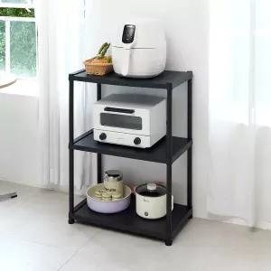 스파지오 3단 조립식 플라스틱 스탠드 블랙 선반 수납장 