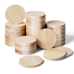 [미국배송] 2인치 50피스 우드 서클 GOH DODD 작은 원형 디스크 미완성 조각 DIY 장식용 나무 장식 레이저 각인 태우기 얼룩 페인팅 디커플링 공예 학교 교육