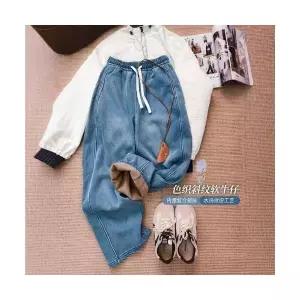 여성용 캐주얼 겨울 기모 워싱 청바지 도톰 라이셀 배기핏 혼방 1PICK4