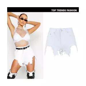 EAMT 여자 해짐 데님 워싱 슬림 언밸런스 핫팬츠 YJ4