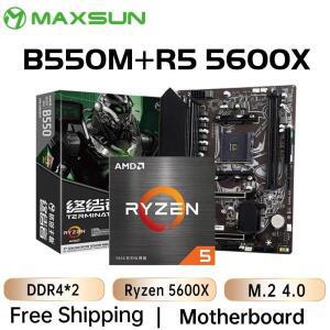 MAXSUN 게이밍 마더보드 콤보 터미네이터 B550M CPU AMD Ryzen 5 5600X DDR4 RAM M.2 SATA3 전자 세트