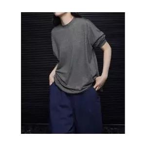 여자 데일리 티 롱루즈핏 모먼트 그레이 라운드 긴팔 셔츠 을 겨울 루즈핏 오버사이즈 슬림핏 M스포4