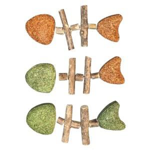 고양이 치과용 씹기 | 장난감 3개 천연 & 스틱 창의적인 피쉬 본 치아 관리 도구용 나무 청소