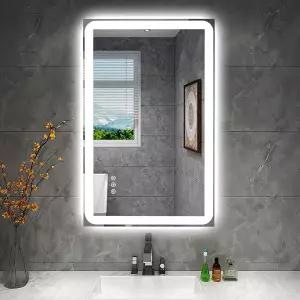 엘리베이트홈 20 * 28인치 LED 배니티 미러 스마트 라이트 업 샤워 무안개 조명으로 월 구성 3가지 색상