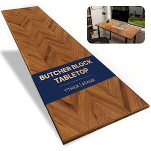 하우즈 60x30 솔리드 우드 테이블 상판 - 스탠딩 책상, 사무용 테이블, 작업대, DIY 가구 프로젝트, 티크 룩 셰브론을 위한 1인치 두꺼운 정육점 블록 조리대