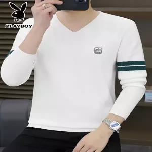 스웨트 스웨터 스?셔츠 오버핏 라운드넥 맨투맨 봄 가을 플레이보이 봄/가을 남자 남성 얇은 v 브이 넥 울