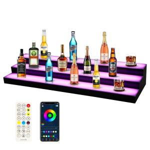 FAHKNS 3단계 40인치 APP 및 RF 리모컨 LED 조명 주류 병 디스플레이, 선반, 홈 바용 액세서리 16가지 정적 색상 4 다이내믹 모드