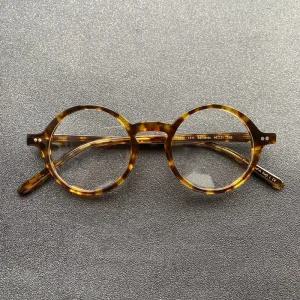 일본 라운드 뿔테 안경테 원형 초경량 레트로 안경 수제 빈티지