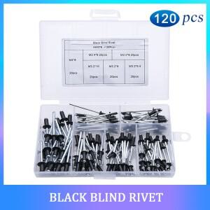블랙 알루미늄 코어 리벳 키트  돔 라운드 헤드 블라인드 리매치 모음 팝 잇 풀 네일  M2.4  M3.2  120 개