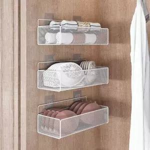 벽걸이 철망 바구니 진열대 속옷 양말 제품 선반 옷장 수납함 무타공