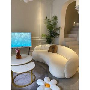 북유럽 거실 미니 천 미용실 웨딩드레스 매장 휴게소 캐슈넛 하프 아크 캐시미어 소파