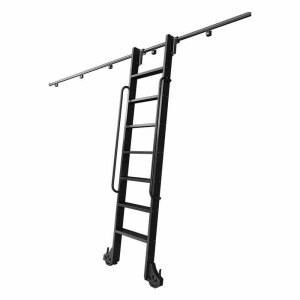 슬라이딩 사다리 도서관 레일 복층 3단 바니시 다용도 서가 인테리어 발판 원목 접이식