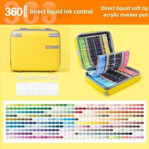 광나 168-360색 아크릴 페인트 마커 브러시 팁 직접 발색 방수 플렉시블 아트 펜 (돌 그림용 문구)