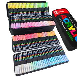 액상 아크릴 마카 240색 세트 물감 브러쉬 팁 페인트 암석 축제 수집 DIY 아트 펜 C