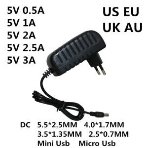 DC 5V 0.5A 1A 2A 3A AC 100-240V 변환기 전원 어댑터 공급 5 V 볼트 1000MA 충전기 5.5x2.5mm Type-C 미니