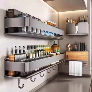 재 싱글 주방 1 알루미늄 30cm 스페이스 조미료 양념대 30cm 벽걸이 스페이스 알루미늄 건 무타공선반 조미료용기 보관 1 양념대 애쉬