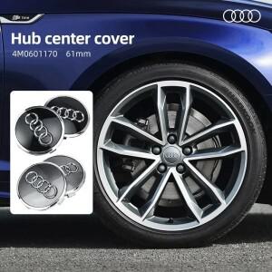 4개입 아우디 호환 A3 A4 A5 A6 A7 A8 S4 S6 자동차  휠 센터 캡 엠블럼 허브 커버 배지 블랙 그레이 61mm