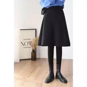따뜻한 겨울 빅사이즈 면스판 플레어 롱치마레깅스 스타킹 기모 블랙 플랫 봄가을 S