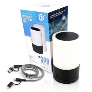 정전 시 비상 테이블 램프, USB 충전기 200시간 이상 충전식 조명, 3-in-1 케이블, 3가지 모드, 터치 센서 - 가정용 대비용 휴대용 LED 랜턴 블랙