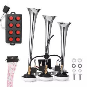 에어혼 화물차 크락션 110dB 3튜브 자동차 - 12V/24V 겸용 차량 개조용 혼 스피커 시끄러운 액세서리