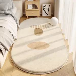 매트 카펫 러그 카페트 VIKAMA 크림 스타일 모조 캐시미어 타원형 침실 프리미엄 느낌 침대 옆 마스터 미끄