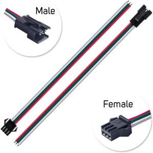 20쌍 JST SM 3핀 15cm 커넥터 (WS2812B FOCB CCT LED 스트립용) 암수 22awg 와이어