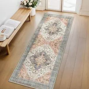 매트 카펫 러그 카페트 VIKAMA 복도 러너 기계 세탁 가능 미끄럼 방지 빈티지 레트로 복고풍 엔틱 홈 장 로