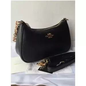 미국 코치 CA209 패션 여성용 검정색 어깨 가방 가죽 호보백 검정 366047887014