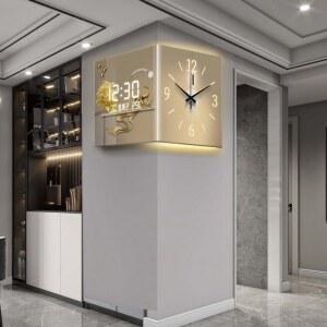 led 조명 시계 인테리어 사각형 26cm 모서리 양면벽시계 골드 무타공벽시계 불빛
