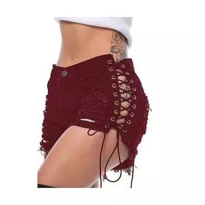 여사친 청 청반바지 핫팬츠 스트랩 밴드 헤짐 펀칭 원템4