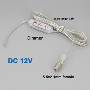 2M 밝기 조정 DC 12v LED 전원 케이블(조광기 컨트롤러 스위치 포함)