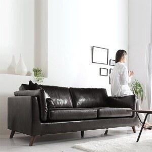 빈티지 쇼파 카페 북유럽 가죽 엔틱 매장 라운지 2인용 블랙