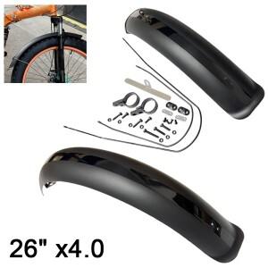 블랙 자전거 펜더 팻 타이어 머드 가드 세트 26인치 x 4.0 머드가드 접이식 스노우 전기 BMX MTB 사이클링