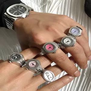 남성 시계 반지 빈티지 감성 조절식 패션 손가락