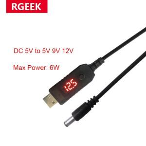 RGEEK USB 부스트 컨버터 DC 5V ~ 9V 12V 5.5x2.1mm 조정 버튼 포함 WIFI 라우터 용 스텝 업 케이블 커넥터