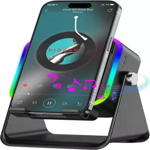 무선 인덕션 스피커 5-in-1 폰 스탠드 스테레오 사운드 3500mAh 충전식 8 RGB 앰비언트 라이트 용 360°