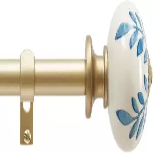 마사 스튜어트 로즈랜드 커튼 봉 세트 Windows 66120 34인치 브러시드 브라스 블루 화이트 피니얼용