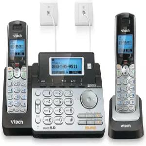 VTech DS6151-2 가정용 또는 중소기업용 핸드셋 2회선 무선 전화 시스템 각 회선에 디지털 응답 및 우편함