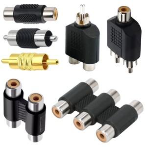 5개 남성-듀얼 여성 커넥터 RCA 로터스 플러그 소켓 잭 오디오 스피커 3 어댑터 (비디오 케이블용)