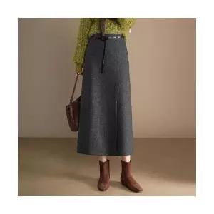 H라인 스커트 여성 에이치 모직 도톰한 일자 겨울 롱 하이웨스트 A라인 원 스텝 admr4