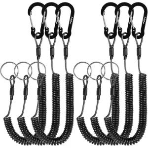 풀더 코일 스트랩 낙하 방지 끈 스파이럴 코드 연장선 59피트15미터 버트 로프 유선 키 범용 사용 6개 세트