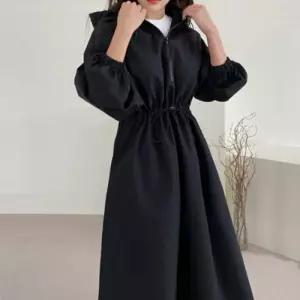 여자 캐주얼 스타일 스트랩 아노락 후드 롱원피스