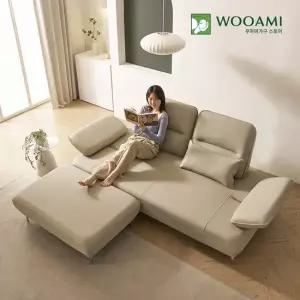 [리뷰이벤트]우아미가구 카리안 3인용  가죽 스윙 소파+스툴