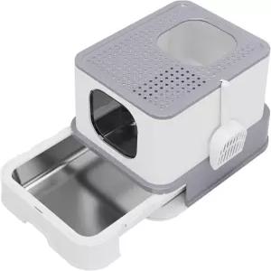 리자리 스테인리스 스틸 고양이 쓰레기통 실내 반려동물 주인 솔루션을 위한 대형 누수 방지 무취 디자인 -