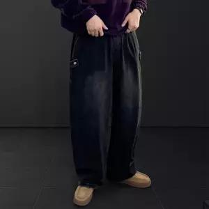 [라일리의류] Rly 히터스 사이드스냅 밴딩 커브드 세미와이드 청바지