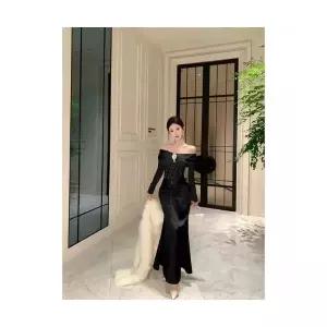 여자 레이어드 레이스 원피스 일자 이브닝드레스 추동 롱스커트 SPO마켓4